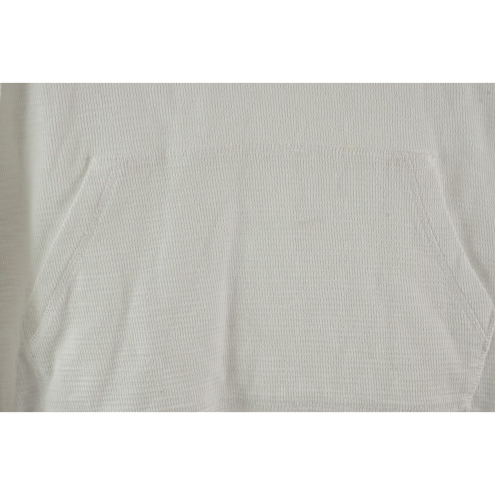 J. Jill Textured Woven Cotton Bright White Pullover Hoodie Women's Medium Pocket - Picture 5 of 7